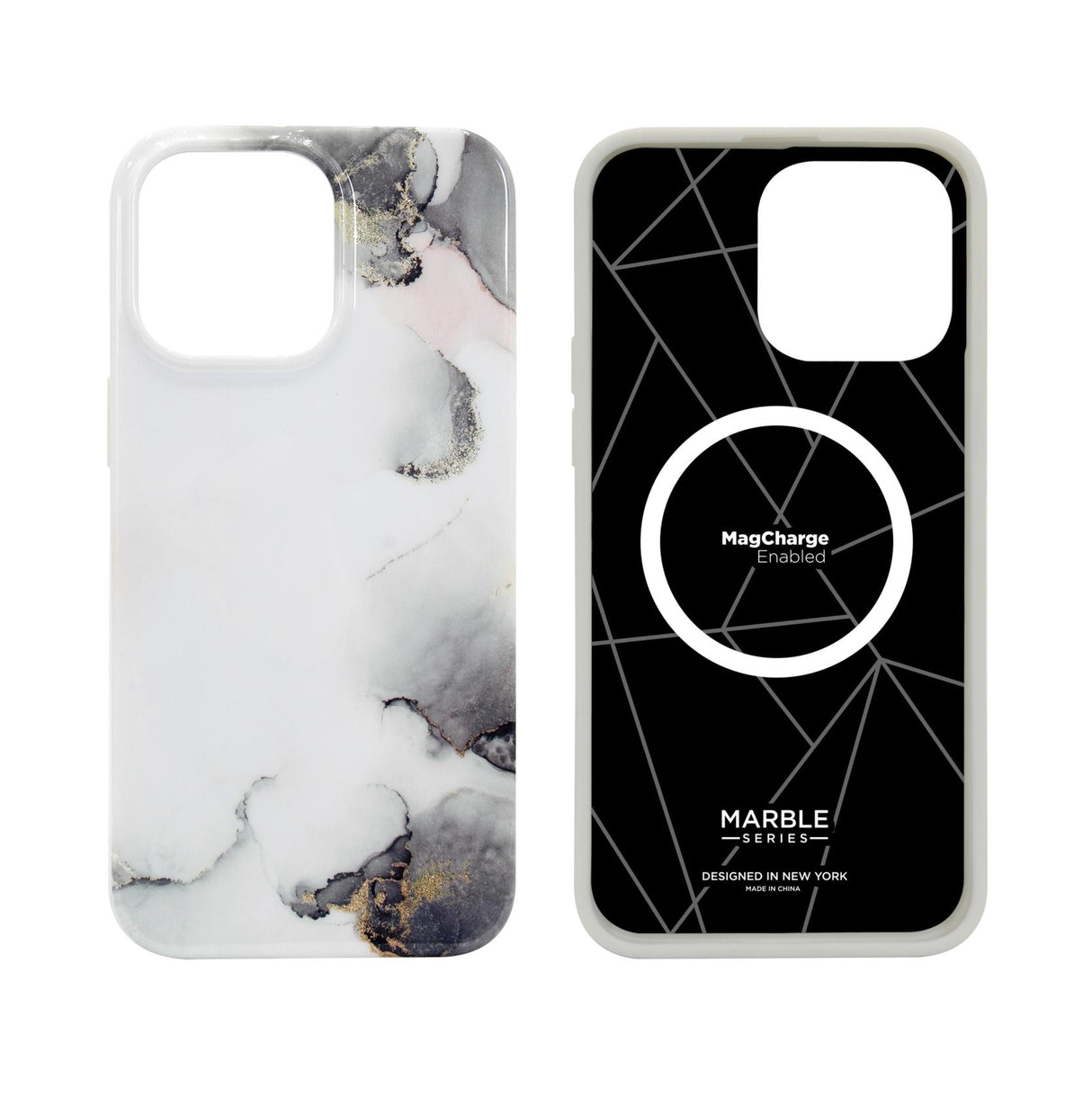 BASE IPHONE 15 PRO (6.1) - MARBLE LUXURY SHOCKPROOF COVER