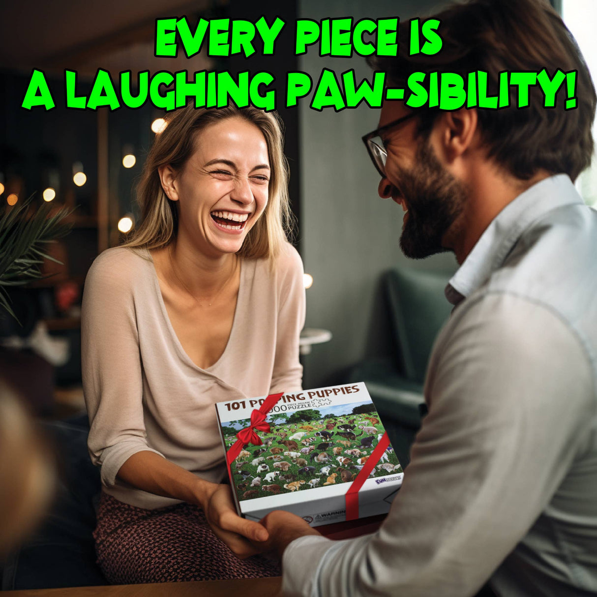 101 Pooping Puppies 1000-Piece Puzzle, Christmas Gift, Gag