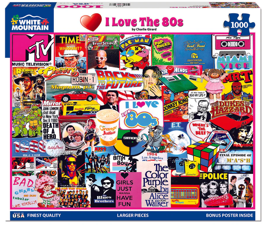 White Mountain Puzzles I Love the 1980's 1000 Piece Jigsaw Puzzle