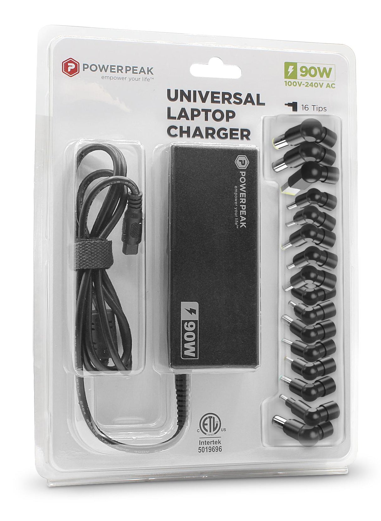 POWERPEAK UNIVERSAL LAPTOP CHARGER 90W- 16 CONNECTORS INCLUDED