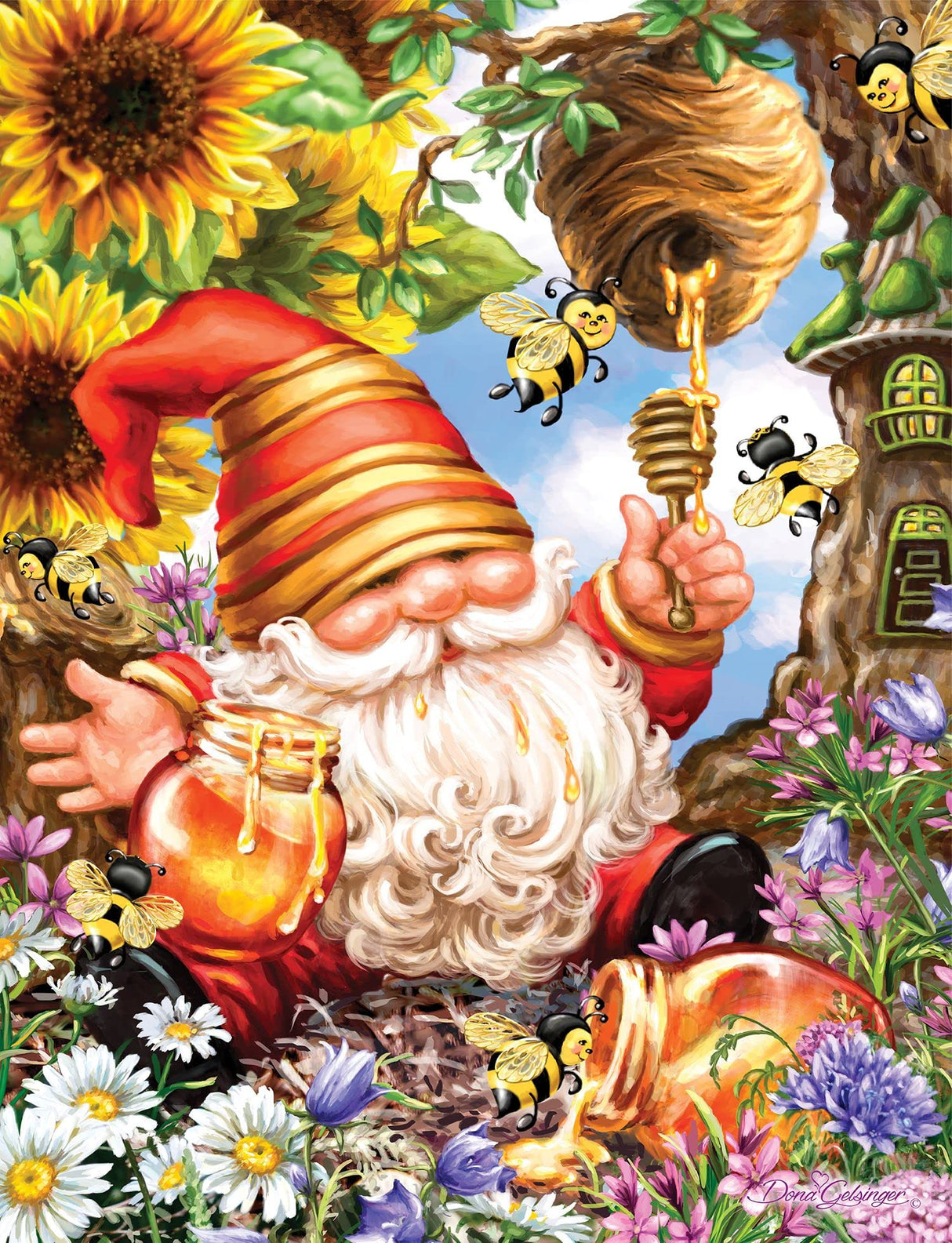 Springbok 500 Piece Jigsaw Puzzle Gnome Worries Bee Happy
