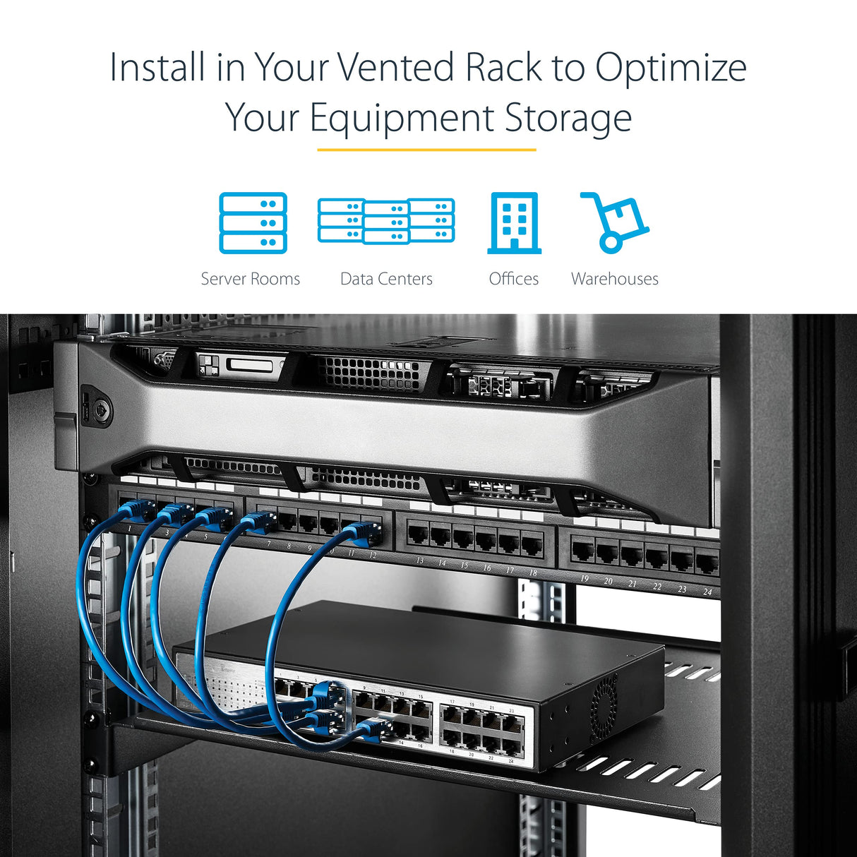 1U Server Rack Shelf - Vented Rack Mount Cantilever Tray for 19" Network Rack & Cabinet, 44lb/20kg, 10" Deep
