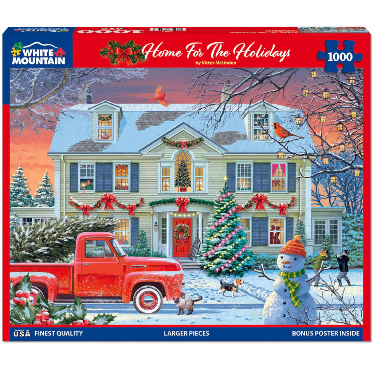White Mountain Home For The Holidays Christmas Puzzles 1000 Pieces Winter Puzzle for Adults and Family