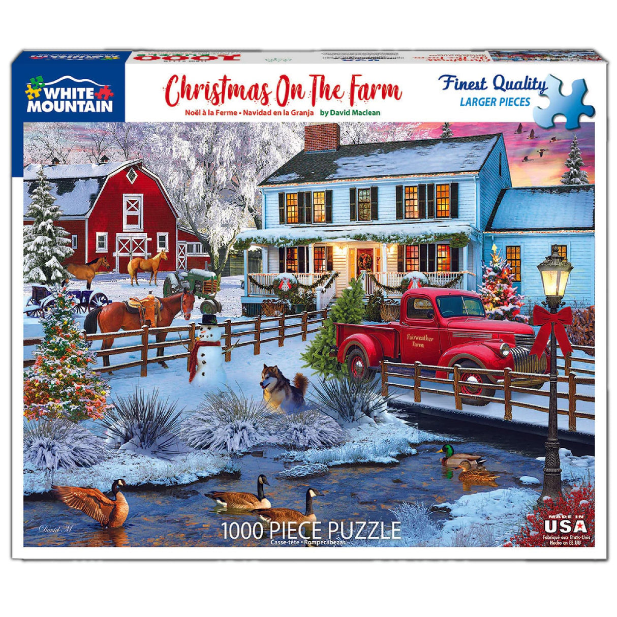White Mountain Christmas on The Farm Christmas Puzzles 1000 Pieces Jigsaw Puzzle for Adults and Families