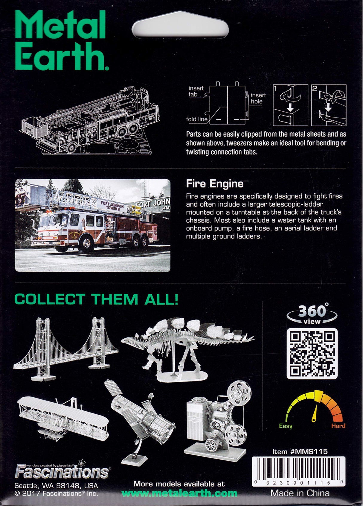 Metal Earth Fire Engine Truck 3D Metal Model Kit Fascinations