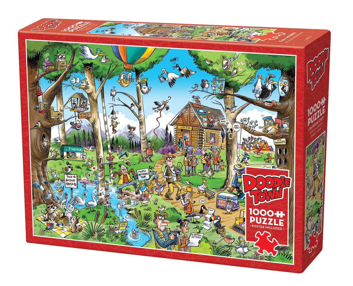 Cobble Hill 1000 Piece Puzzle - DoodleTown: Birdwatcher's Paradise - Sample Poster Included