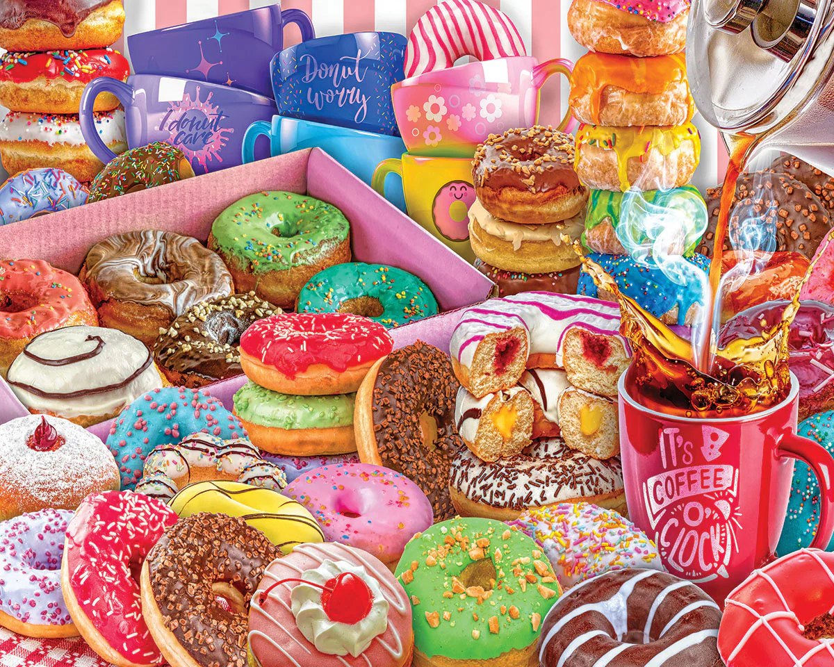 White Mountain Puzzles - Donuts & Coffee - 1000 Piece Jigsaw Puzzle