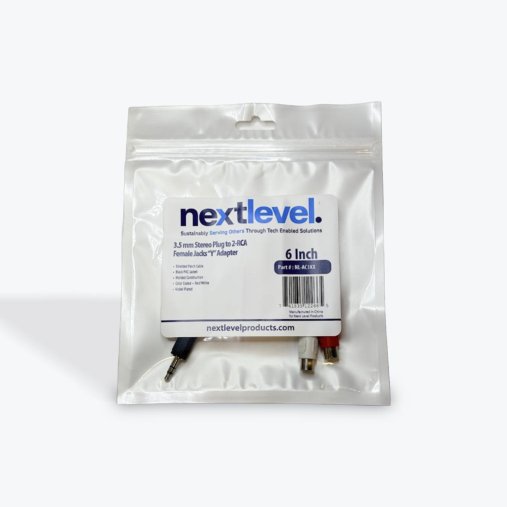 NEXT LEVEL 3.5MM STEREO PLUG TO 2-RCA JACK 6"