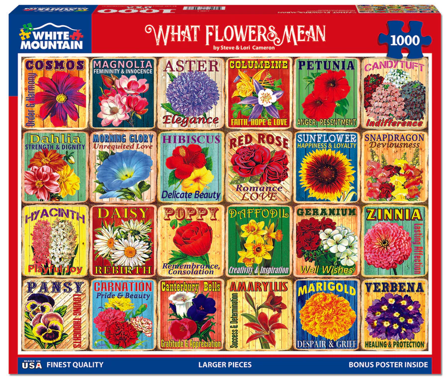 White Mountain Puzzles - What Flowers Mean - 1000 Piece Jigsaw Puzzle
