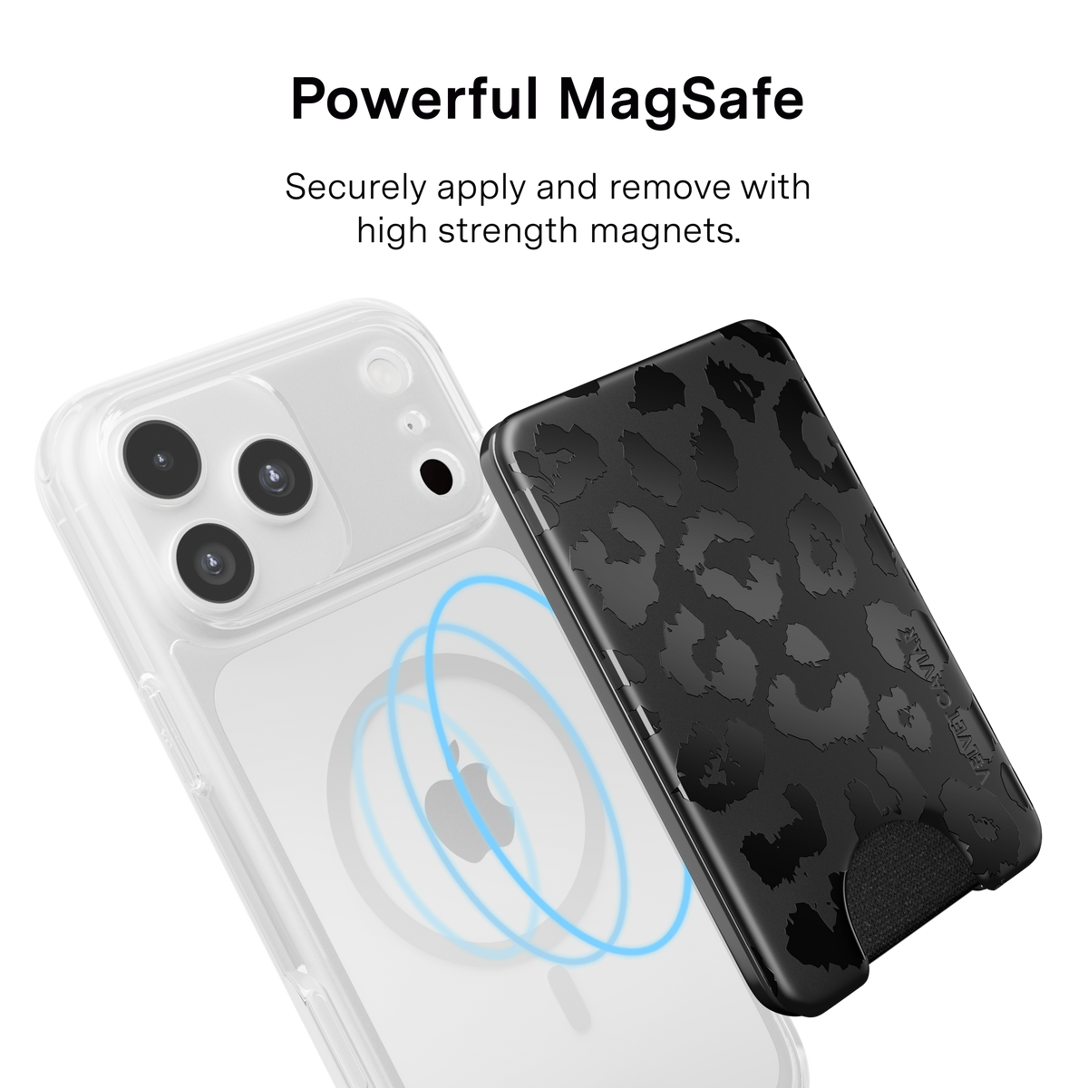 VELVET CAVIAR - Magnetic Phone Wallet- Black Leopard