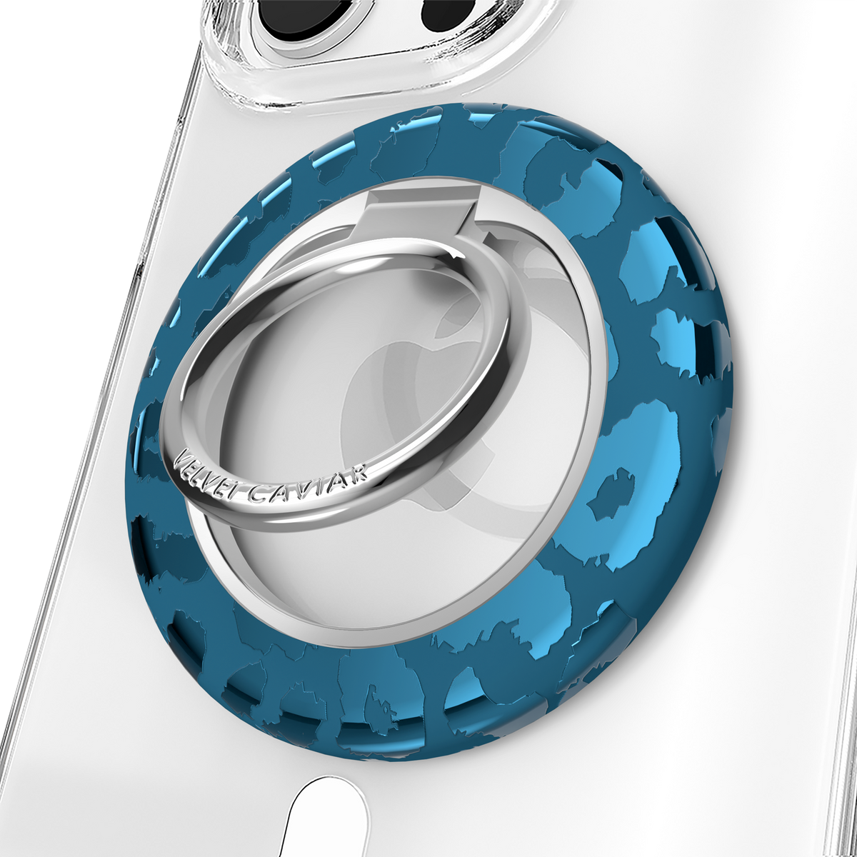 VELVET CAVIAR - Magnetic Phone Ring & Stand - Metallic Navy Leopard