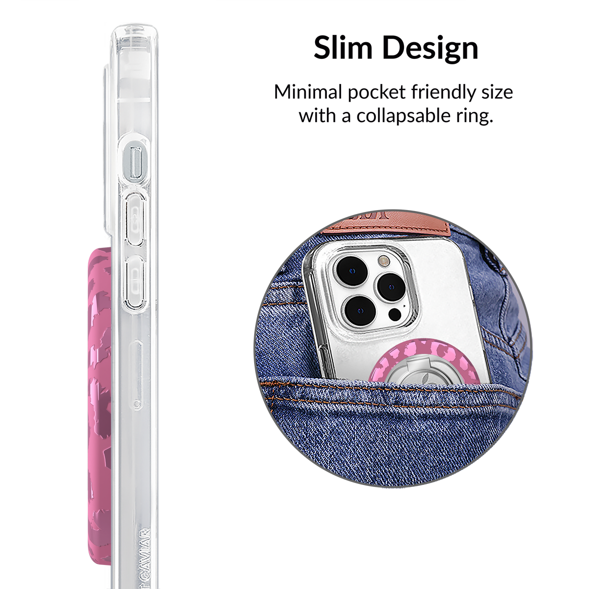 VELVET CAVIAR - Magnetic Phone Ring & Stand - Pink Ruby Leopard