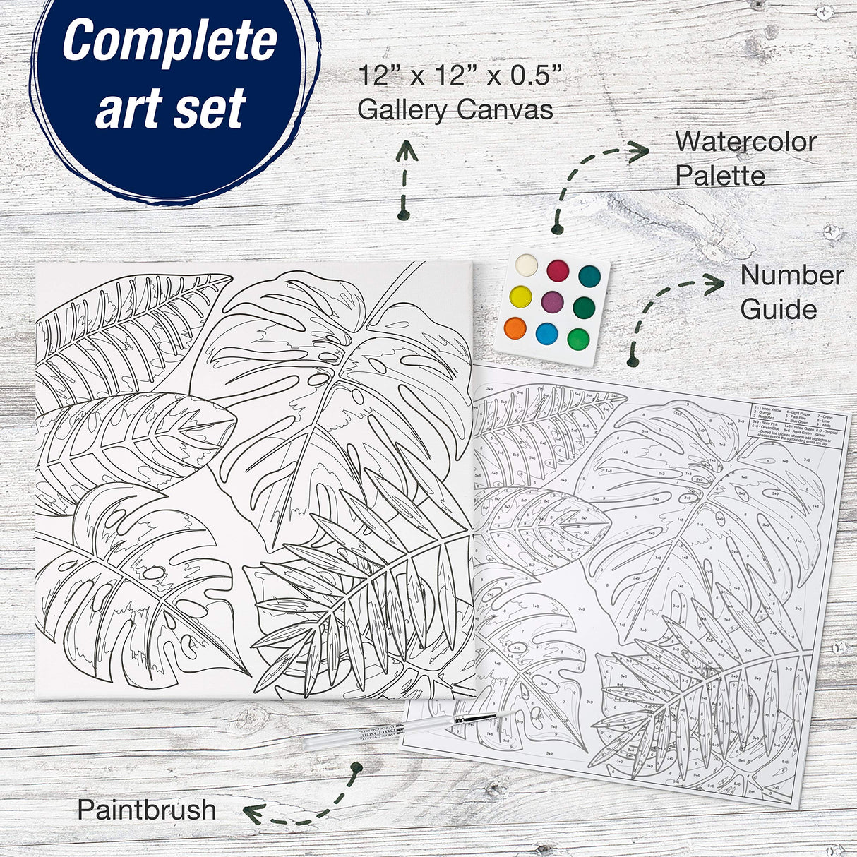 Faber-Castell Paint by Number Tropical Watercolor - Number Painting for Adults - Easy Paint by Number Arts and Crafts
