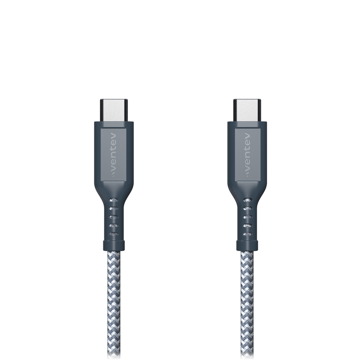 Ventev - High Speed Usb C To Usb C Braided Cable With 2x The Copper For Faster Charging 6ft - Gray