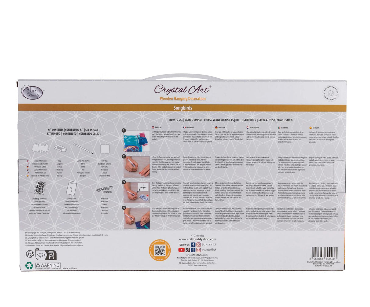 Crystal Art - Songbirds Hanging Wooden Wall Decoration Kit