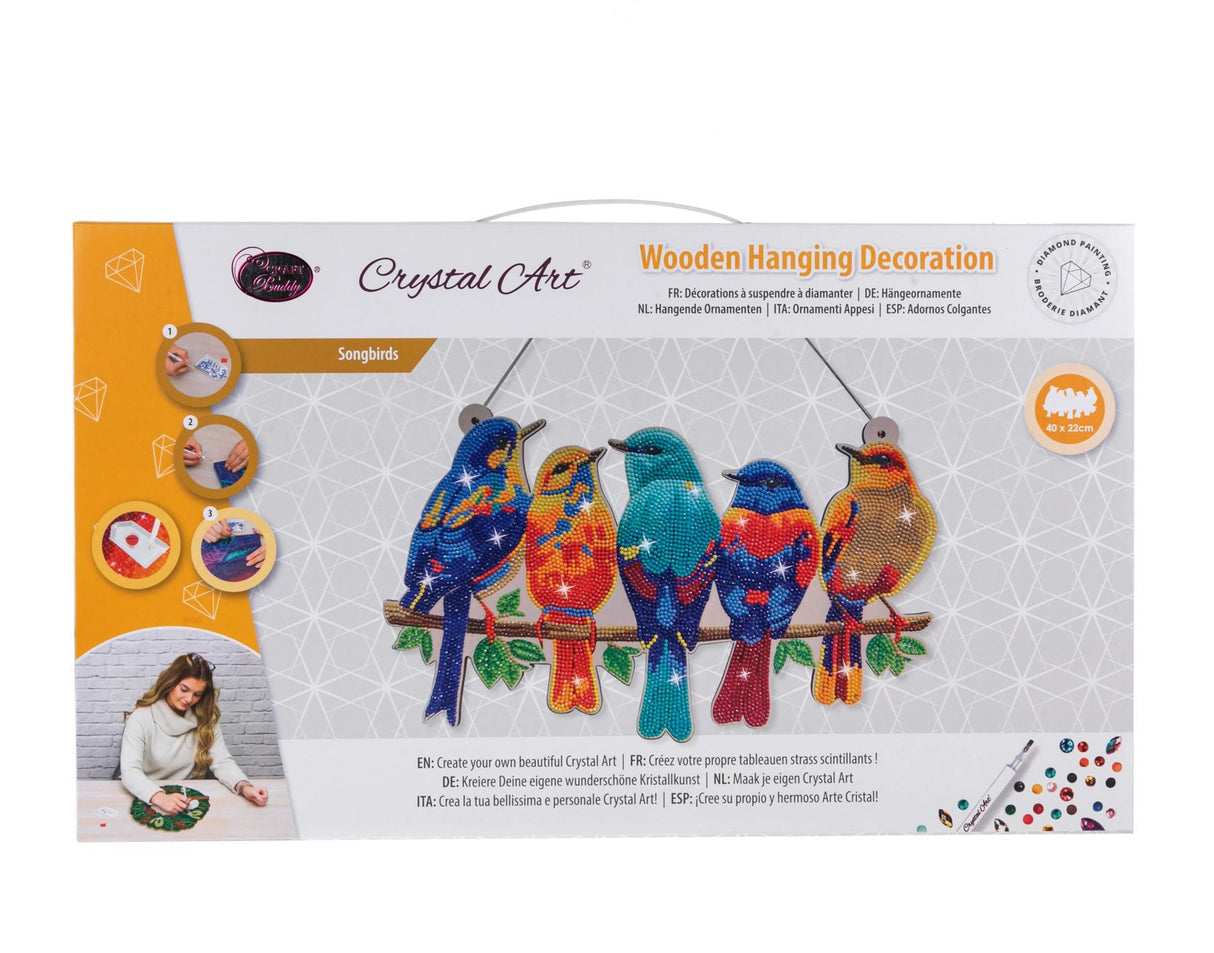 Crystal Art - Songbirds Hanging Wooden Wall Decoration Kit