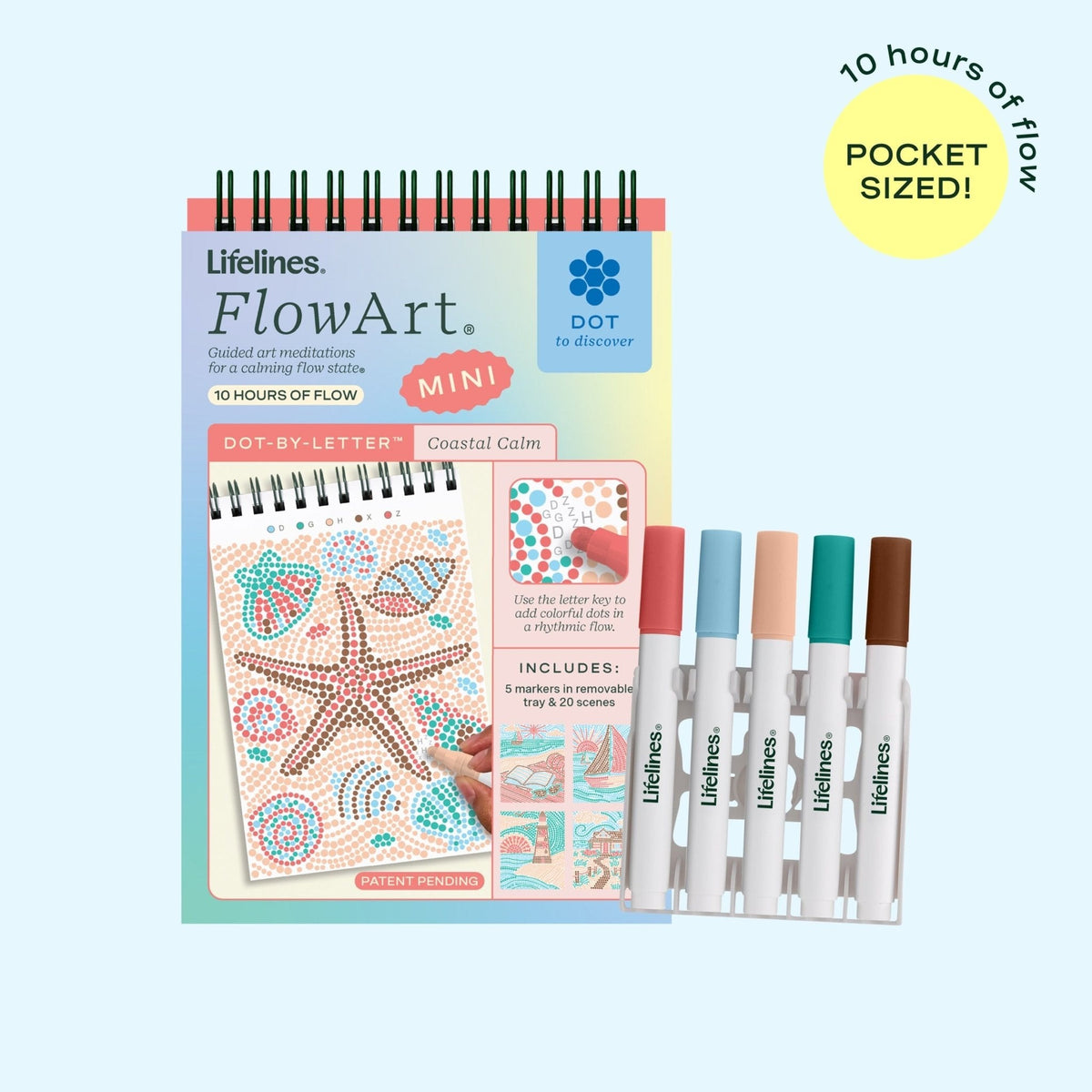 FlowArt Mini Coastal Calm Dot-by-Letter activity pad by Lifelines - image 1