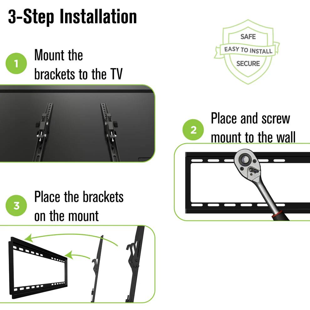 TILT WALL MOUNT KIT FOR 42-75" TVS WITH HDMI CABLE AND SCREEN CLEANER