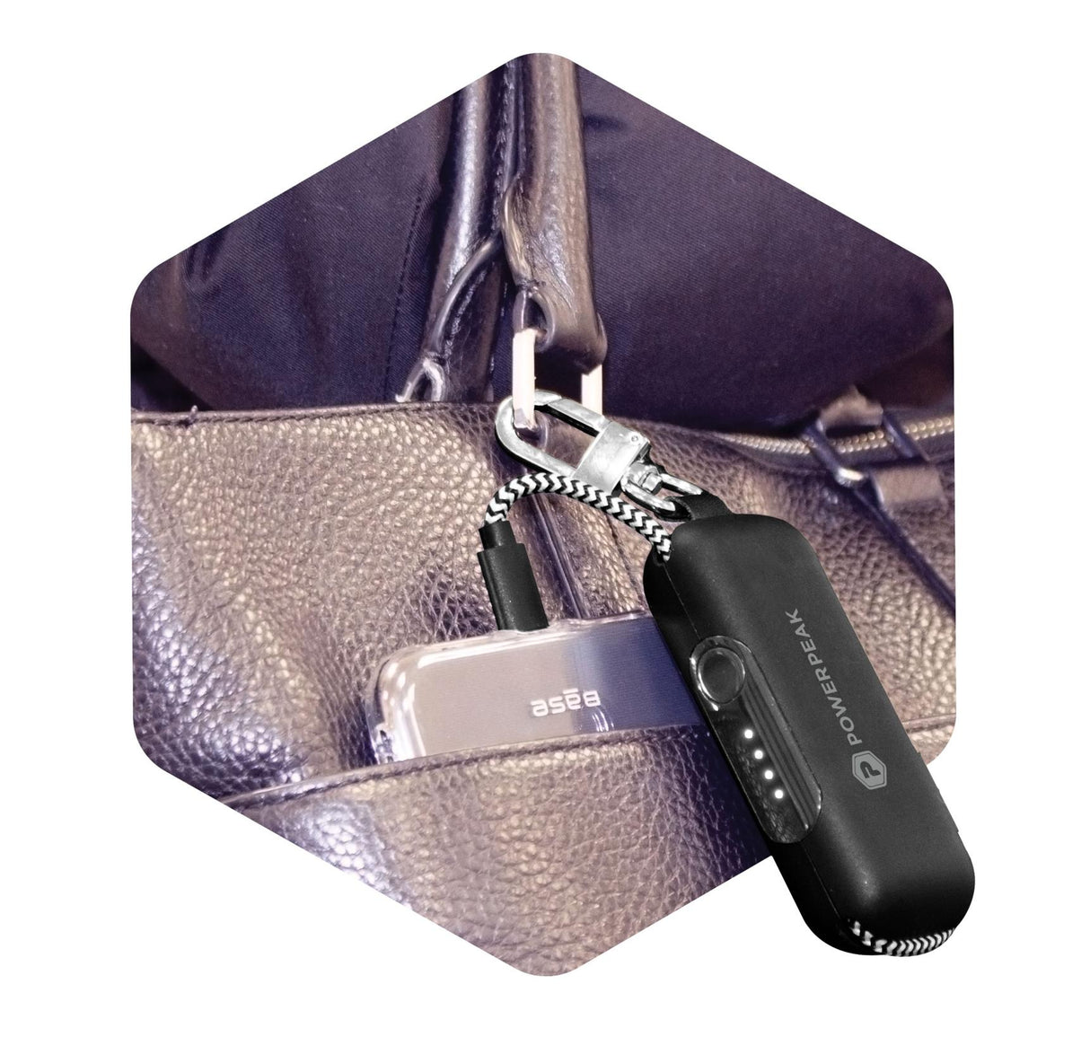 POWERPEAK CLIP ON ULTRA PORTABLE CHARGER WITH INTEGRATED USB