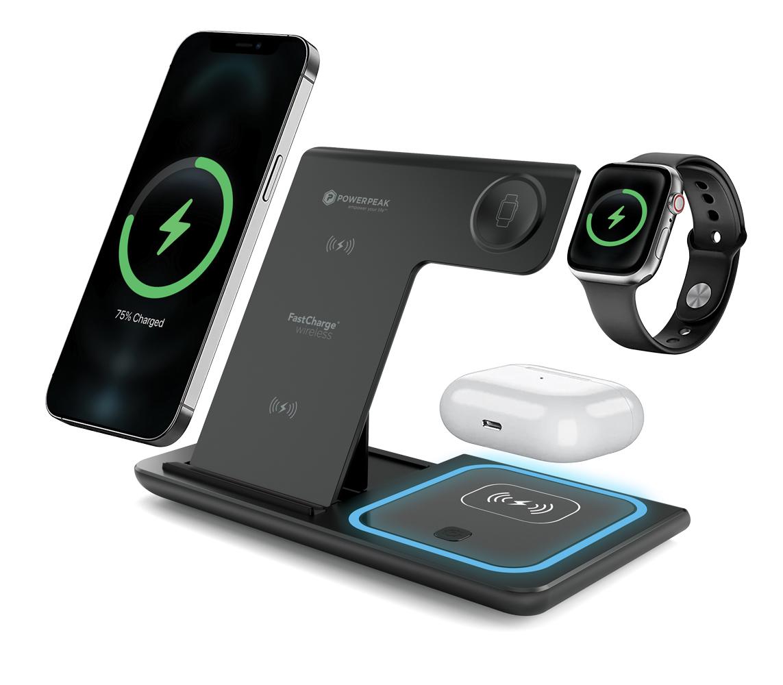 POWERPEAK 3 IN 1 WIRELESS CHARGING STATION - FOLDABLE