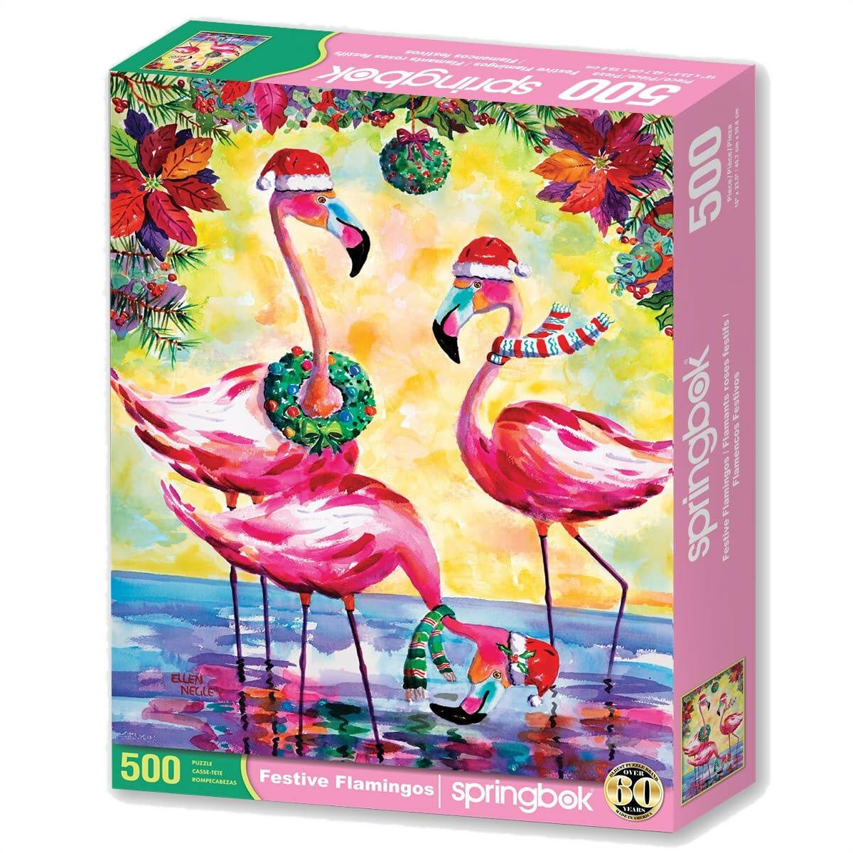 Springbok Festive Flamingos Limited Release 500 Piece Puzzle