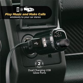 SCOSCHE BTFREQ HANDSFREE CAR KIT WITH FM TRANSMITTER AND DUAL USB PORTS - BLACK