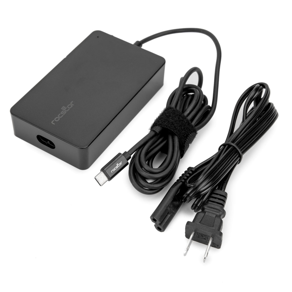 Rocstor 100W Smart USB-C slim power adapter with fixed cable