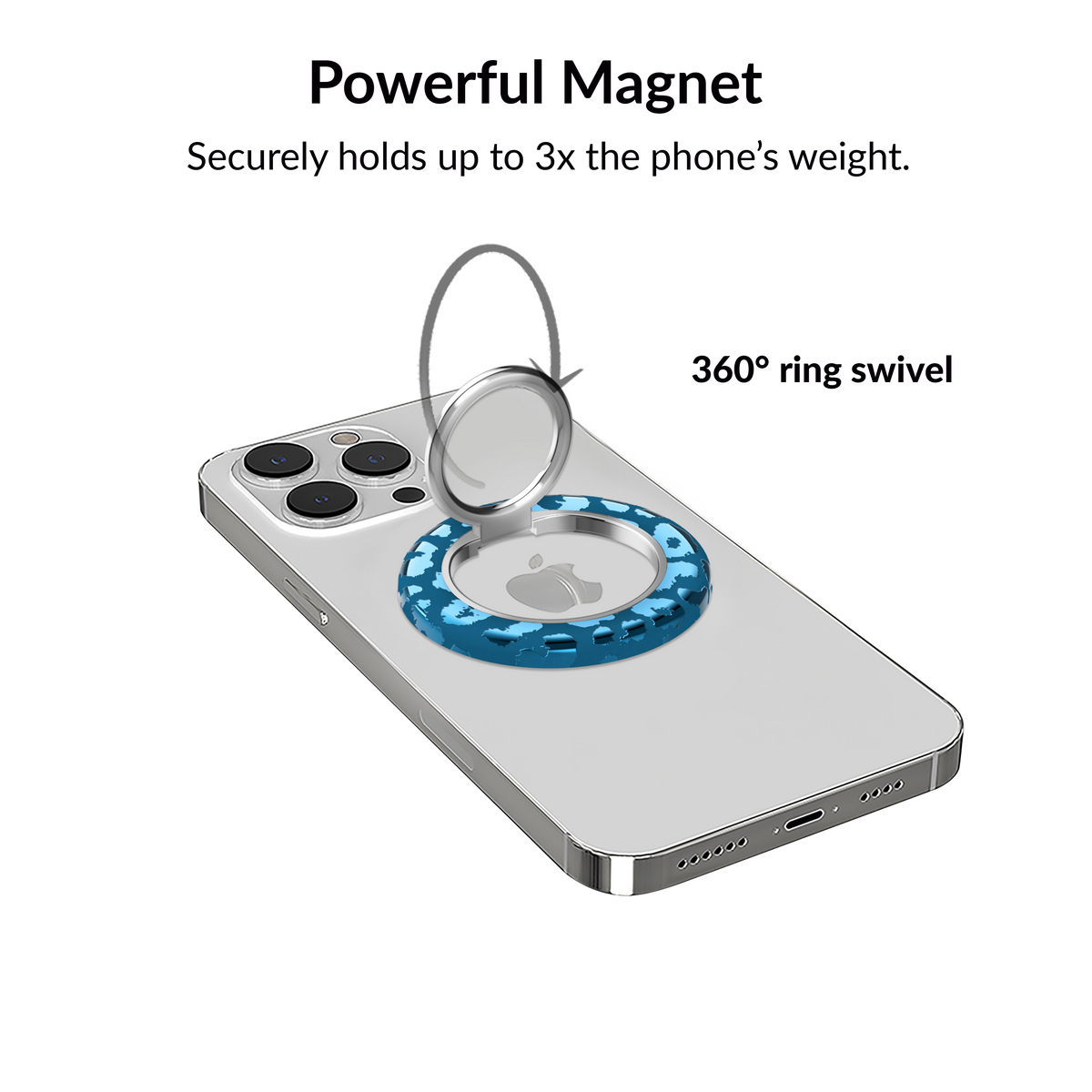VELVET CAVIAR - Magnetic Phone Ring & Stand - Metallic Navy Leopard