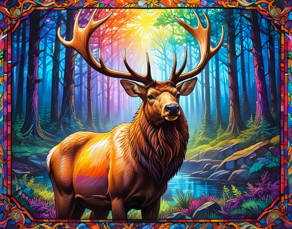 Springbok Stain Glass Elk Limited Release 1000Pc Puzzle