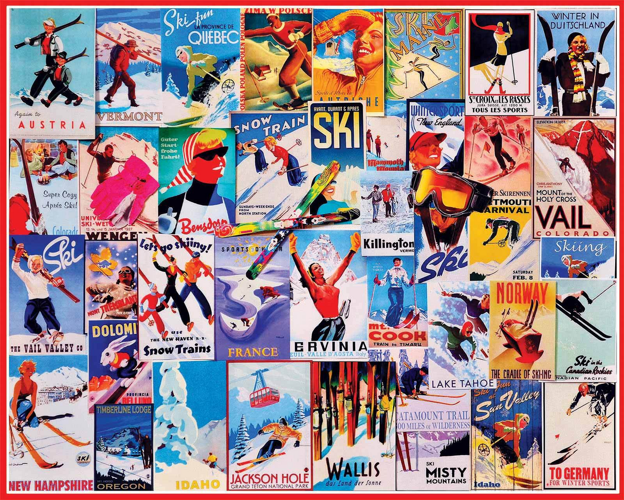 White Mountain Puzzles - Ski Posters - 1000 Piece Jigsaw Puzzle