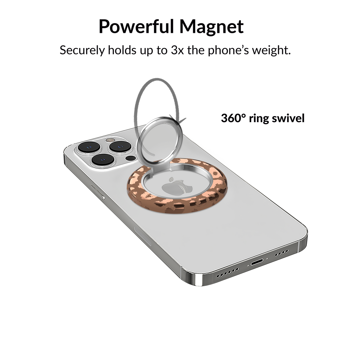 VELVET CAVIAR - Magnetic Phone Ring & Stand - Bronze Chrome Leopard