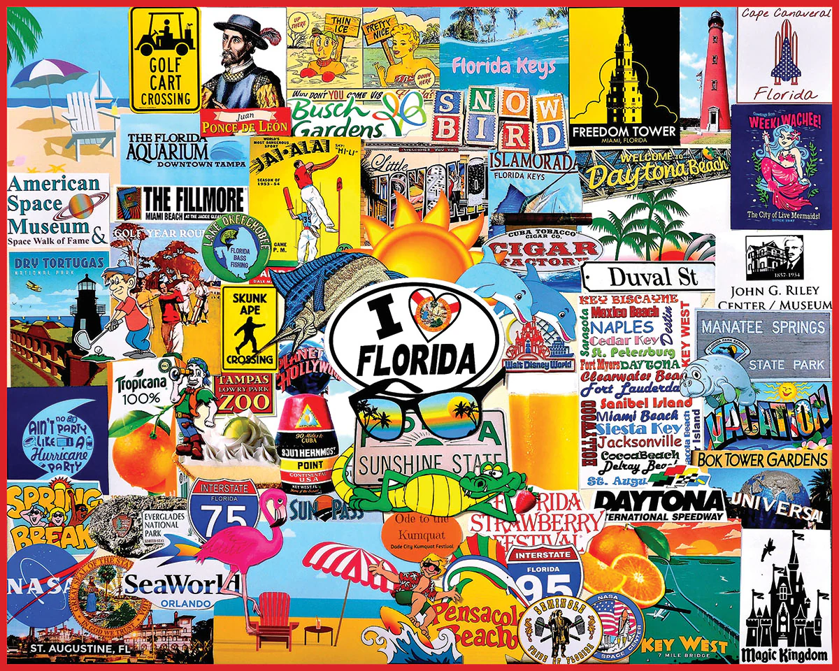 White Mountain Puzzles I Love Florida - 1000 Piece Jigsaw Puzzle