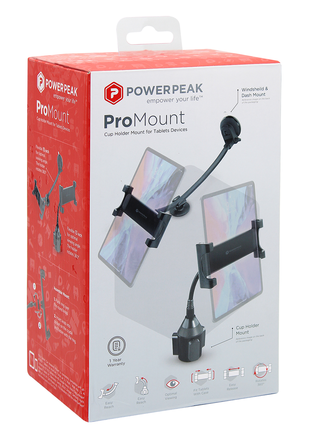 PowerPeak ProMount 2-in-1 Tablet Car Mount