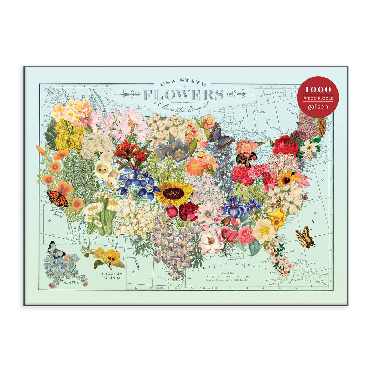 Galison- Wendy Gold USA State Flowers 1000 Piece Puzzle by Galison