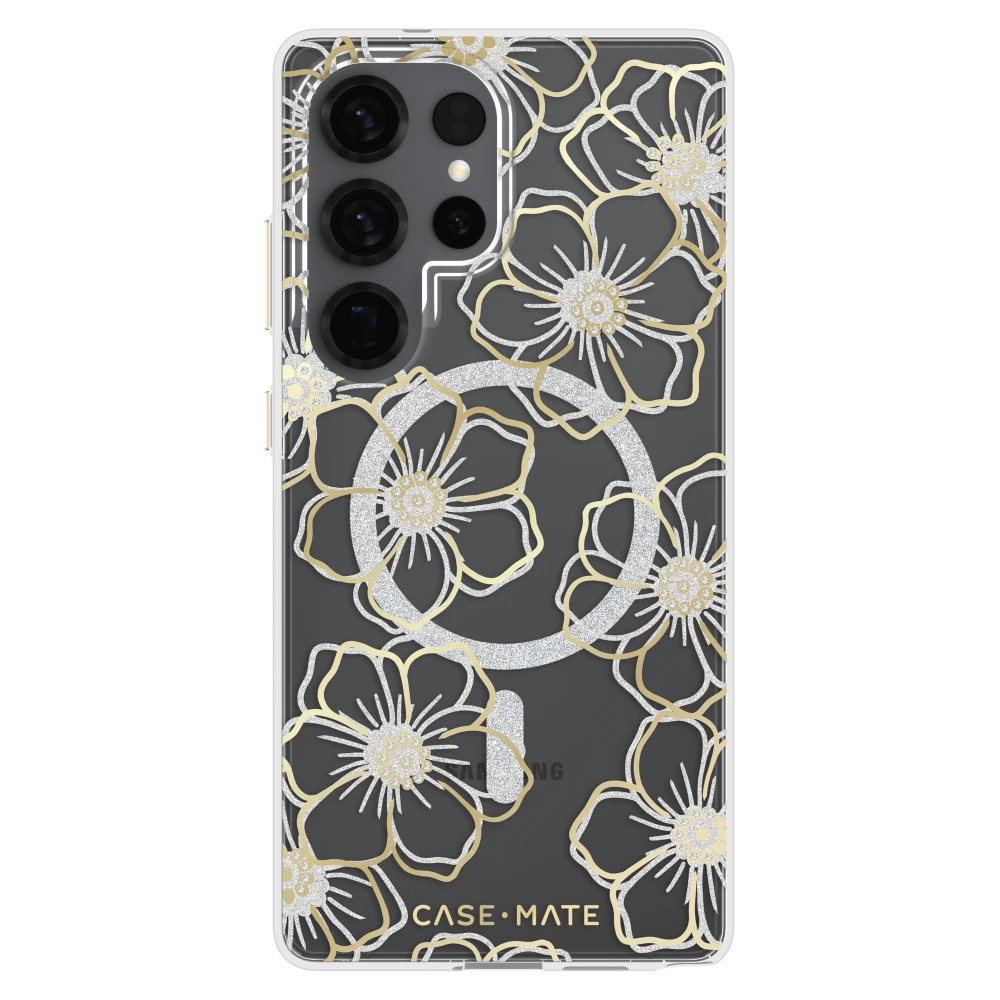 Case-Mate - Floral Gems Case with Magnet for Samsung Galaxy S25 Ultra - Gold