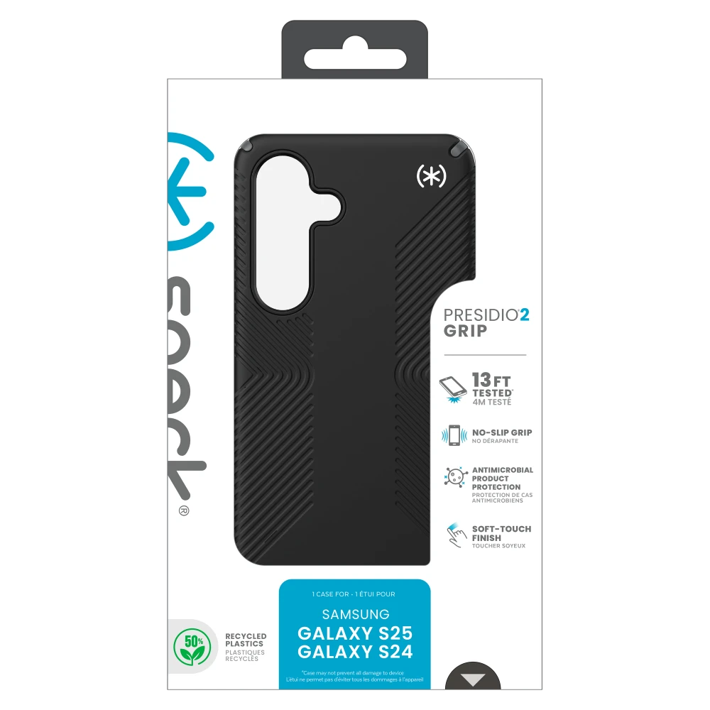 Speck - Presidio2 Grip Case for Samsung Galaxy S25 - Black