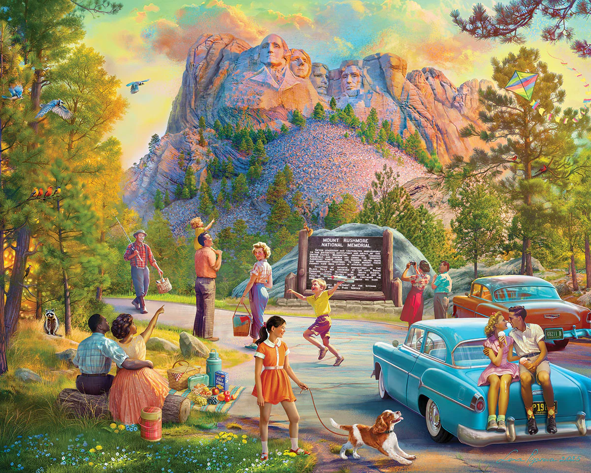 White Mountain Puzzles - Family Road Trip Mt. Rushmore - 1000 Piece Jigsaw Puzzle