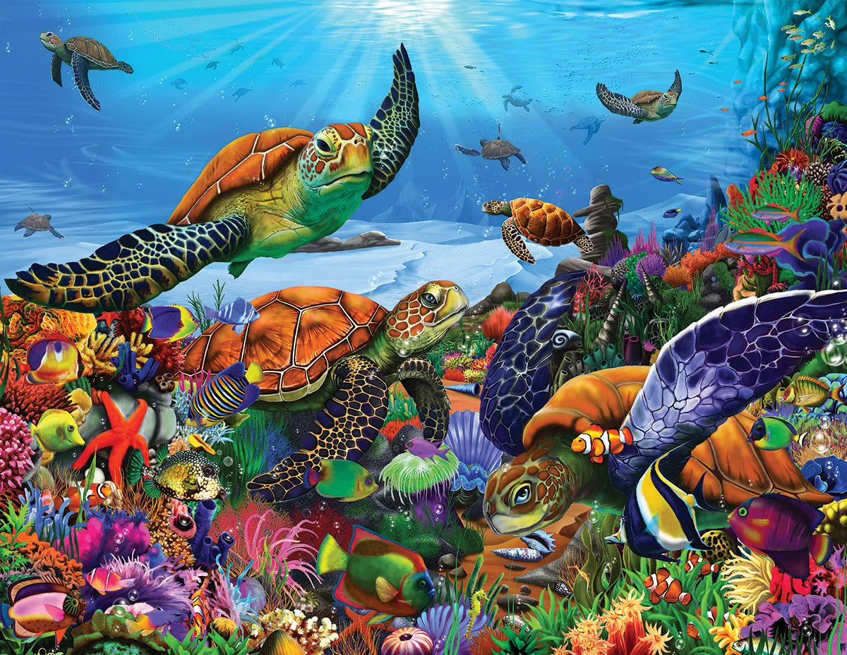 White Mountain Puzzles Amazing Sea Turtles - 300 Piece Jigsaw Puzzle