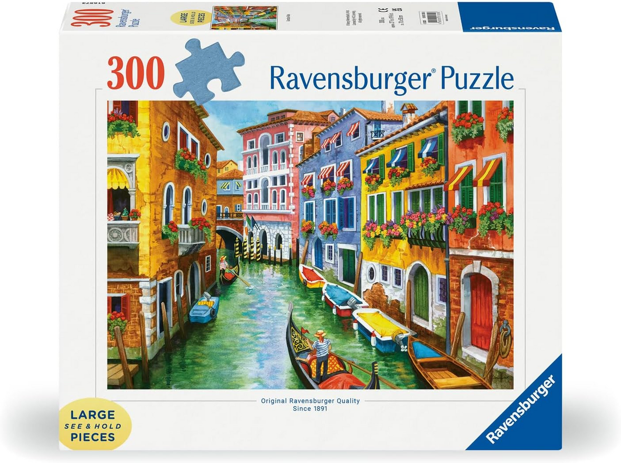 Ravensburger Gondola Ride 300Piece Large-Format Puzzle | Vibrant Venetian Scenery by Nancy Wernersbach | Matte Finish for Enhanced Visuals | Eco-Friendly Materials