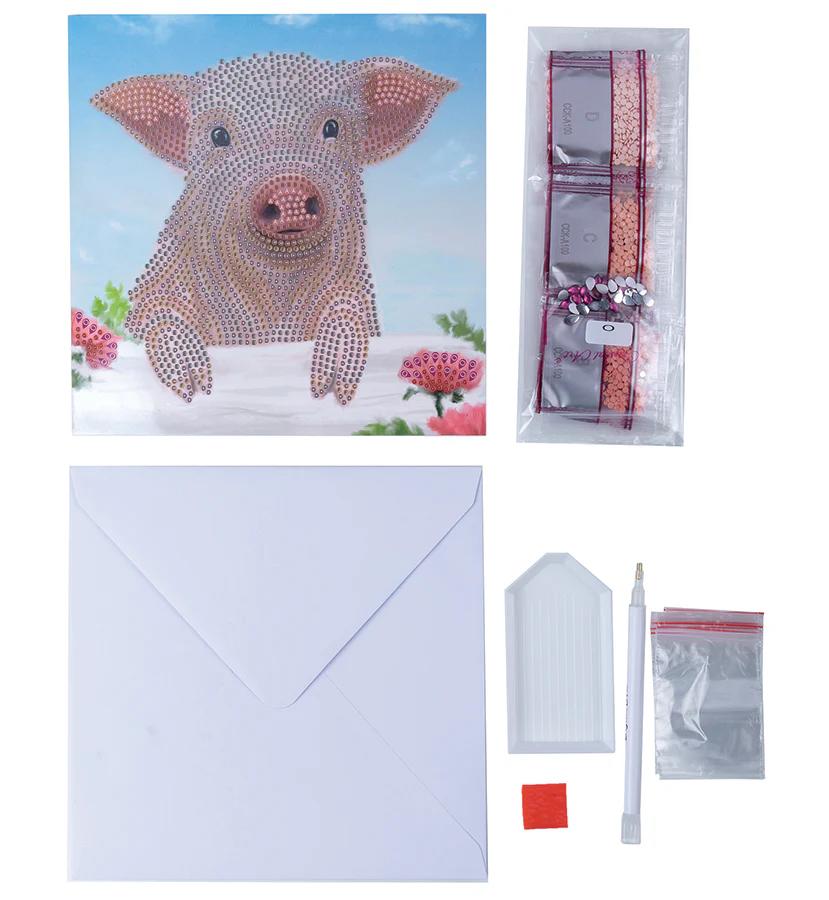 Crystal Art Card Kit: Pig on a Fence