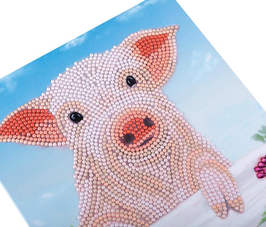 Crystal Art Card Kit: Pig on a Fence