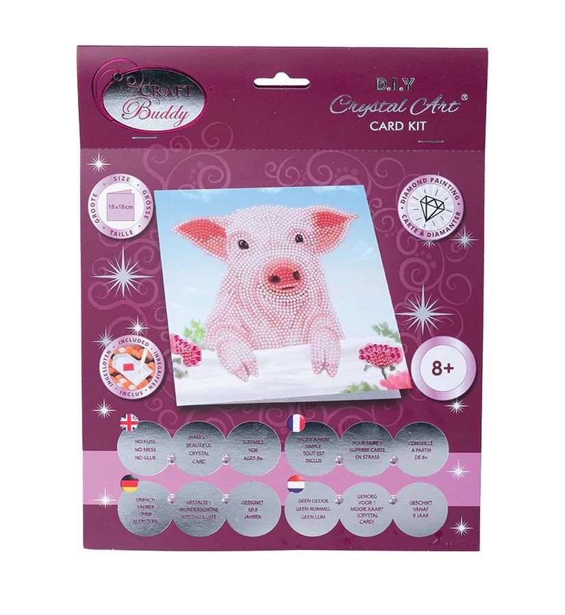 Crystal Art Card Kit: Pig on a Fence
