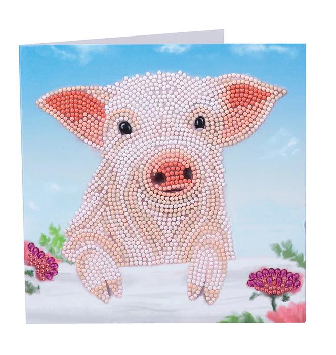 Crystal Art Card Kit: Pig on a Fence