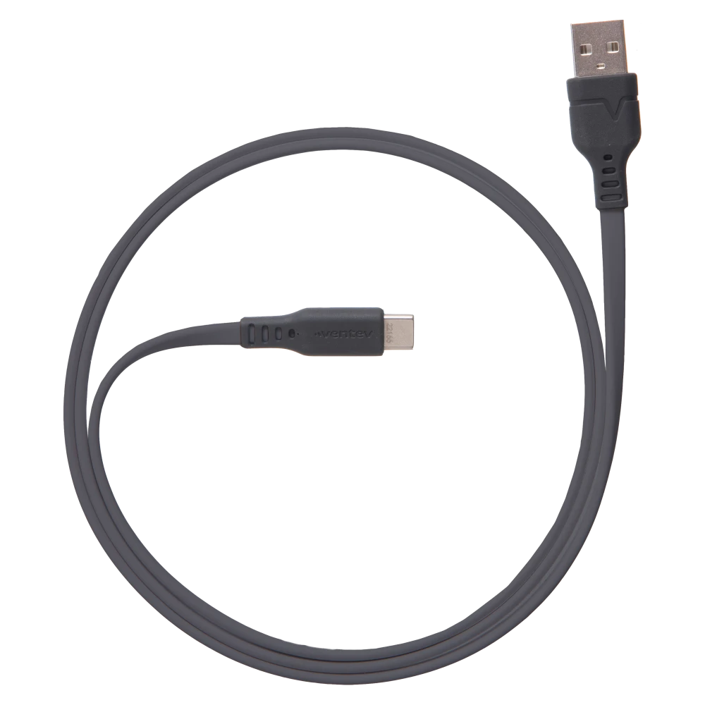 Ventev - Flat USB A to USB C High Speed Tangle-Free Cable 3.3ft - Gray