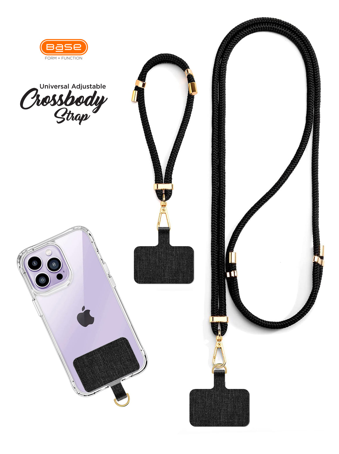 Base- Universal Adjustable Crossbody & Wrist Strap -Black - image 1