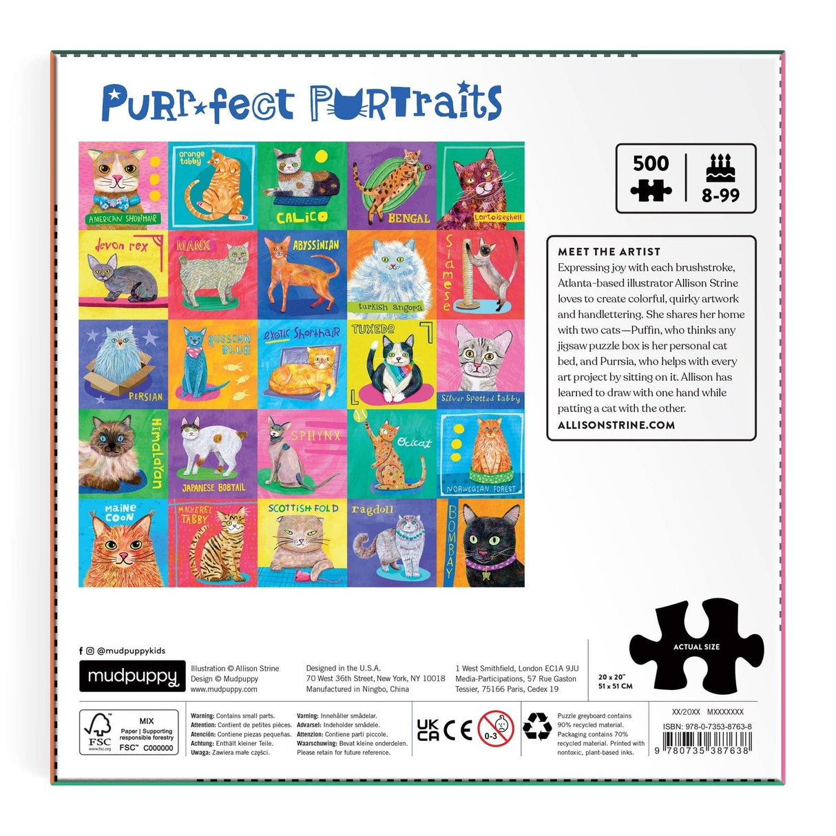Mudpuppy - Purr-fect Portraits 500 Piece Family Puzzle
