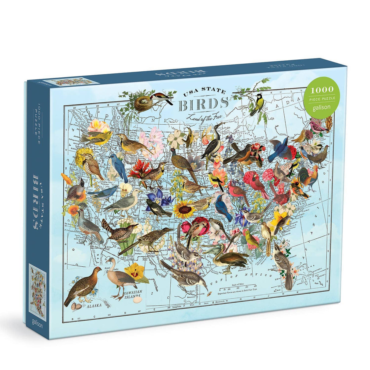 Galison - Wendy Gold State Birds 1000 Piece Puzzle