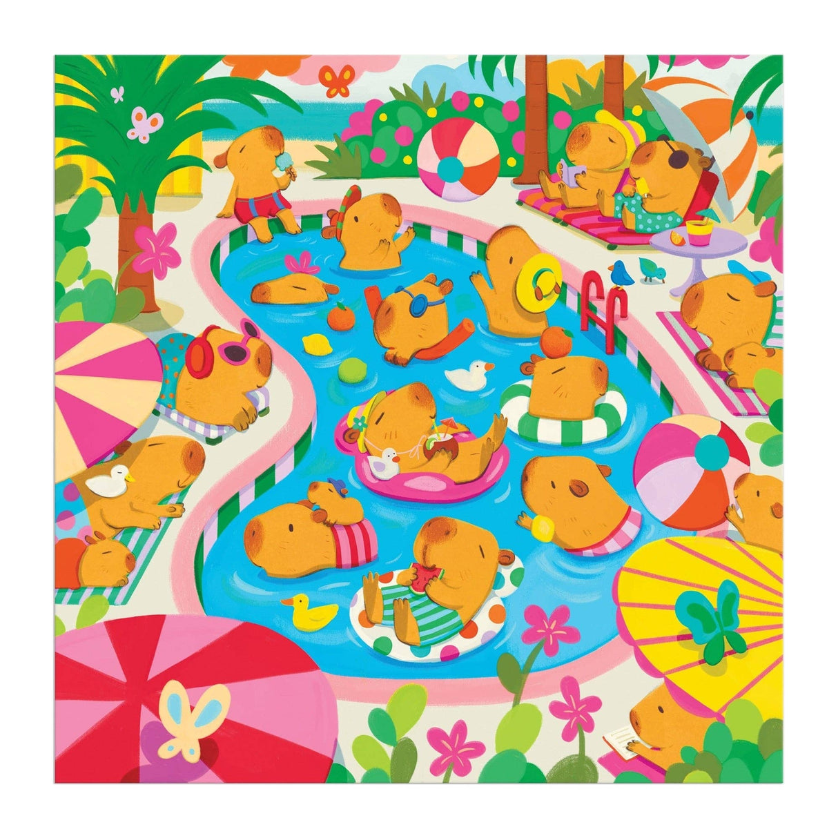 Mudpuppy - Capybara Pool Day 500 Piece Family Puzzle
