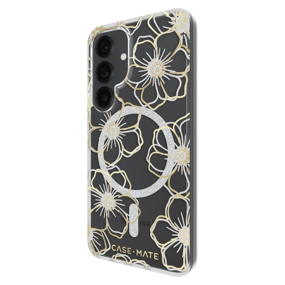 Case-Mate - Floral Gems Case with Magnet for Samsung Galaxy S25 - Gold