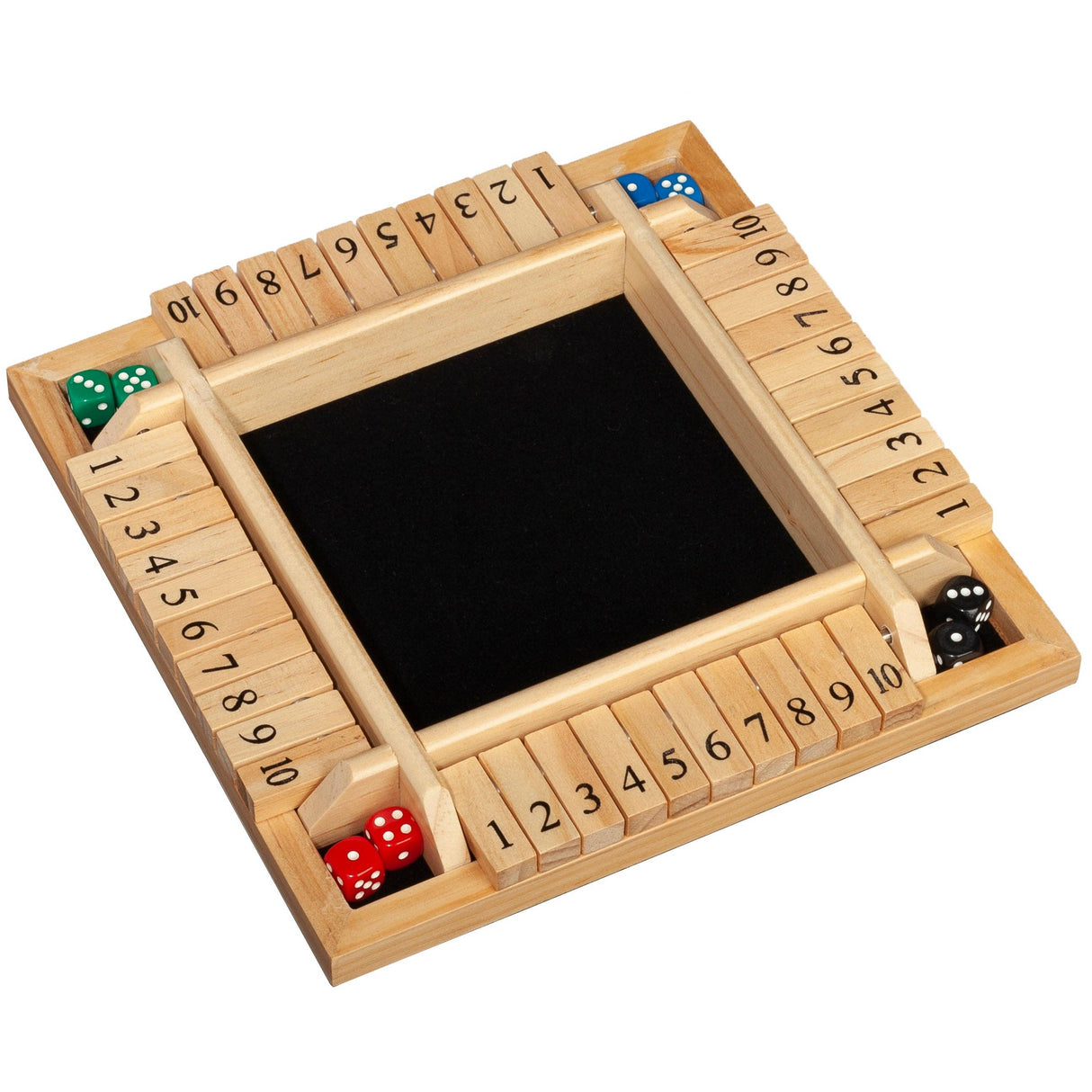 Wood Expressions - 4 Player Shut The Box dice Game – 8 inches – Travel Size